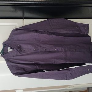 Men's button down long sleeve dress shirt. Navy blue